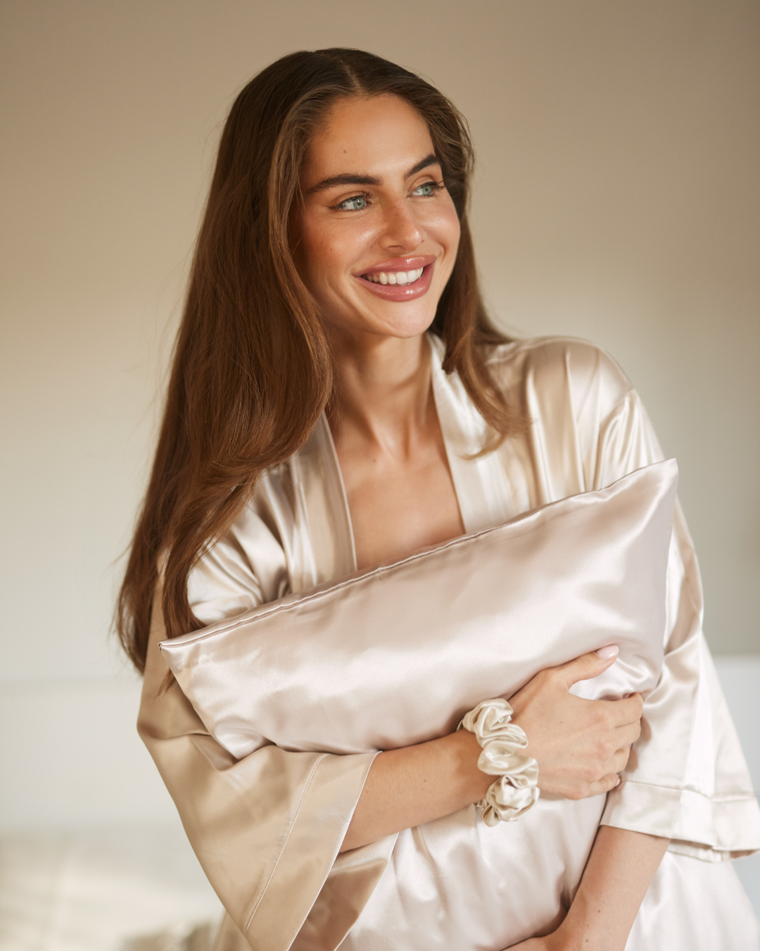 Luxe Zijden Kussensloop Champagne